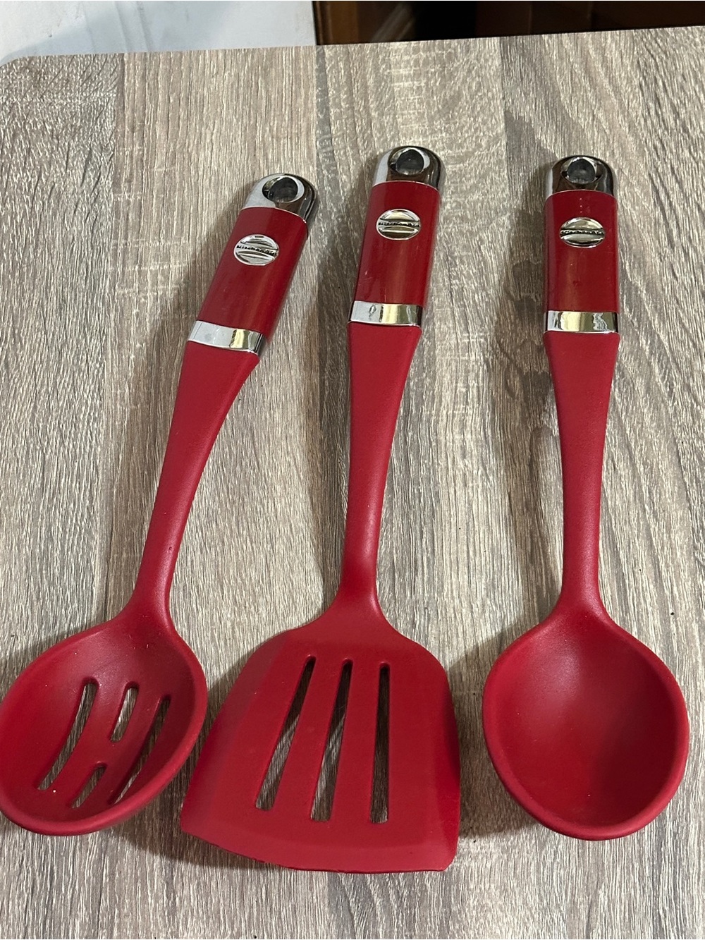 Lot Of 3 KitchenAid Kitchen Utensils Empire Red Spatula 2 Spoons Heat Safe